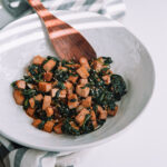 Spinach and Tofu Stir Fry in a large bowl ready to serve.