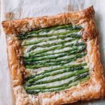 Spring Asparagus Tart on white parchment paper