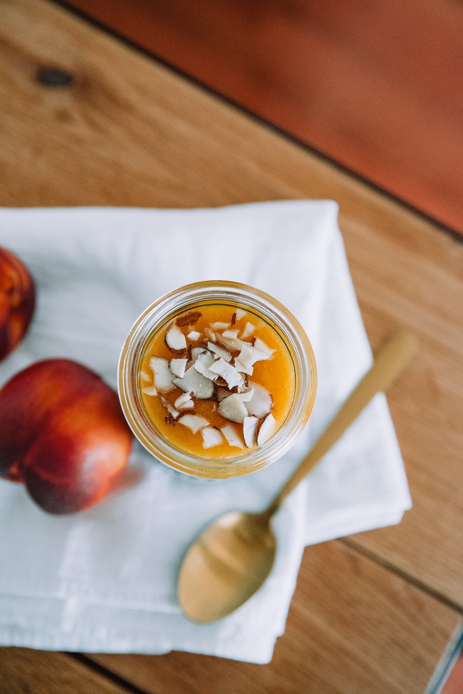 Jar of nectar chia pudding on a table. 